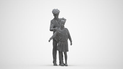 photogrammetry 3D girl kids, realistic human model archviz FBX, three-quarter front view render