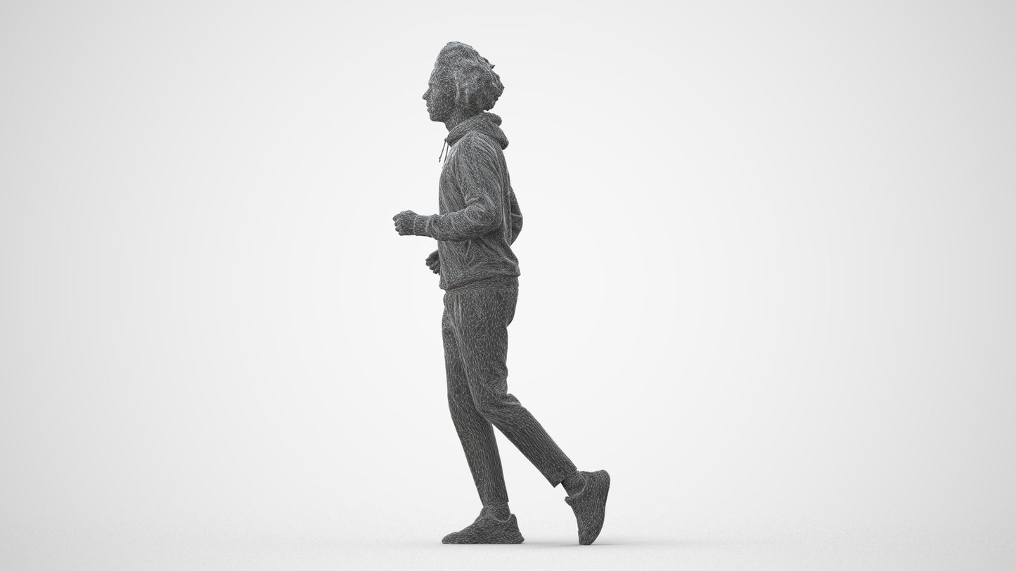 3D human model man sport, photogrammetry scanned person for archviz, square thumbnail