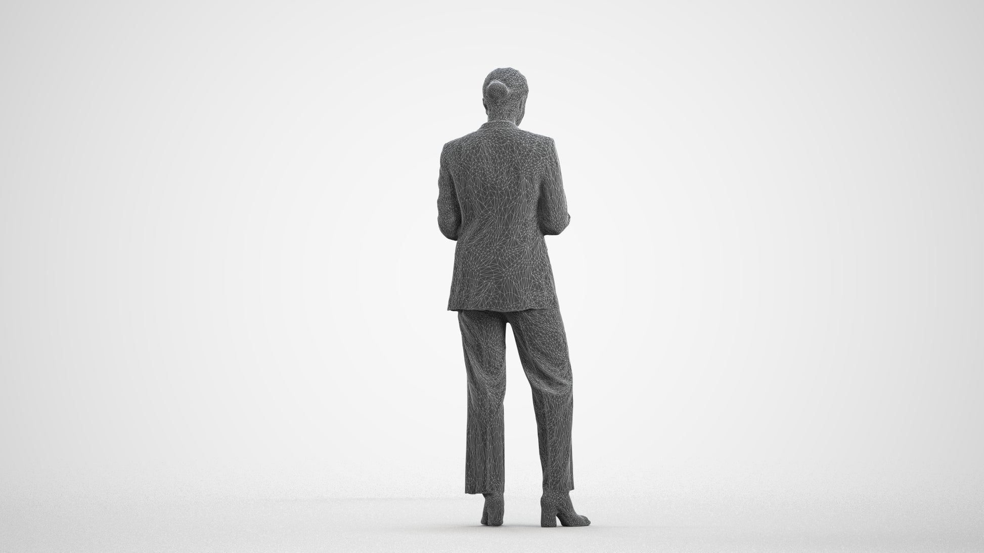 scanned 3D woman business, photogrammetry people for Enscape and V-Ray, wireframe front view