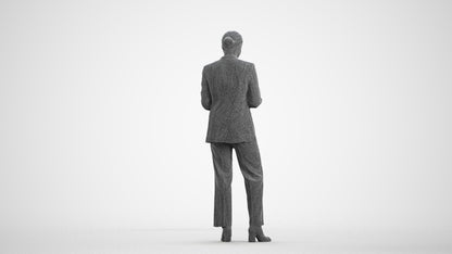 scanned 3D woman business, photogrammetry people for Enscape and V-Ray, wireframe front view
