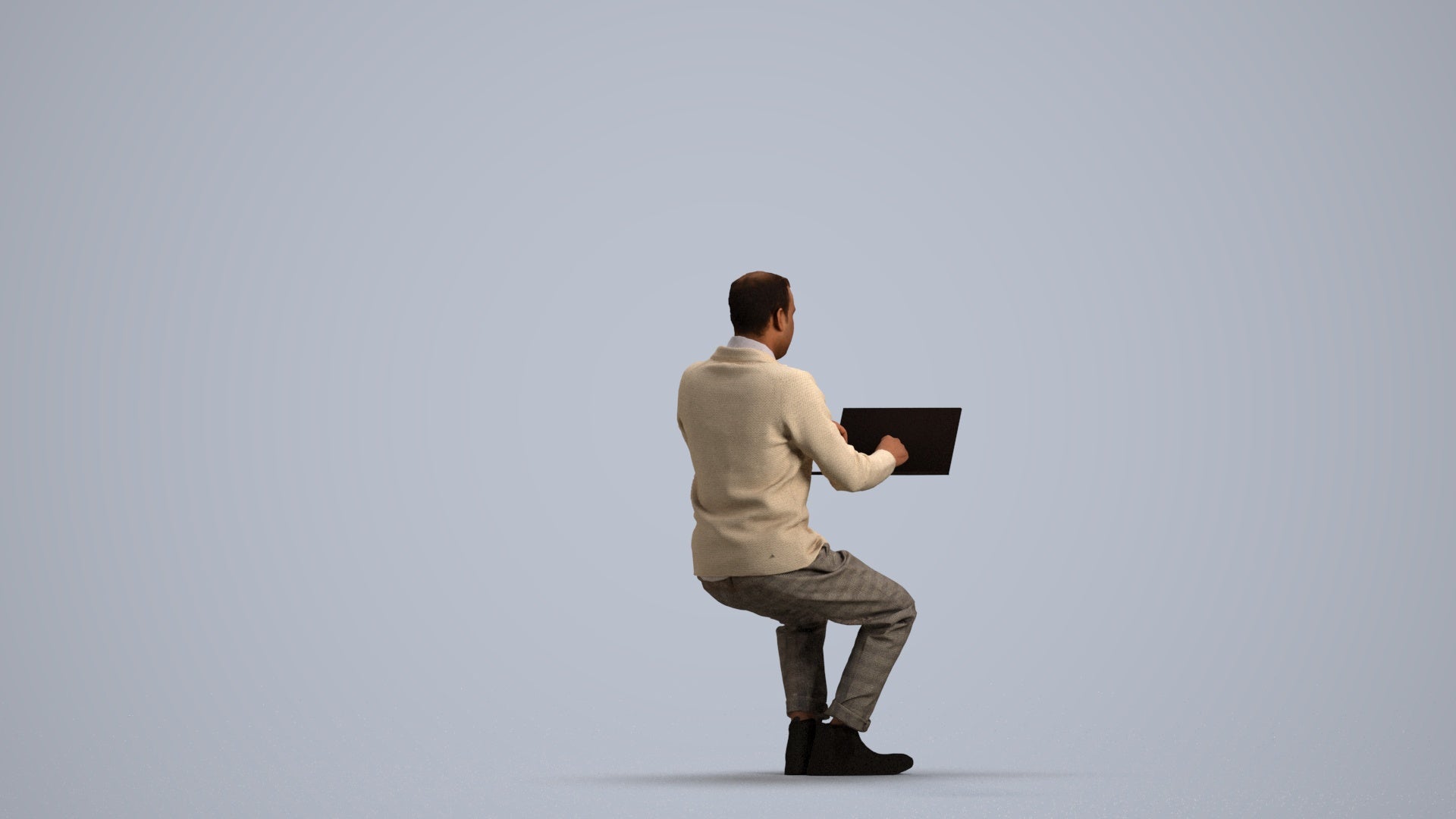 realistic 3D human man business, archviz people FBX OBJ for Blender, front view render