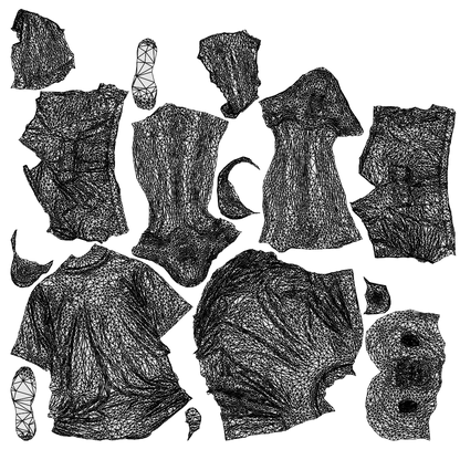 realistic 3D senior man casual standing, scanned archviz people for Blender and 3ds Max, wireframe top-down view