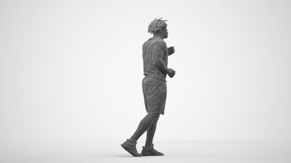 3D people model man sport, scanned human for 3ds Max rendering, wireframe side view