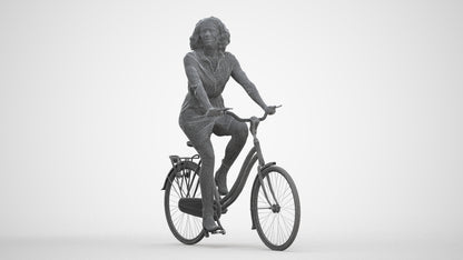 photogrammetry 3D woman casual cycling, realistic human model archviz FBX, three-quarter front view render
