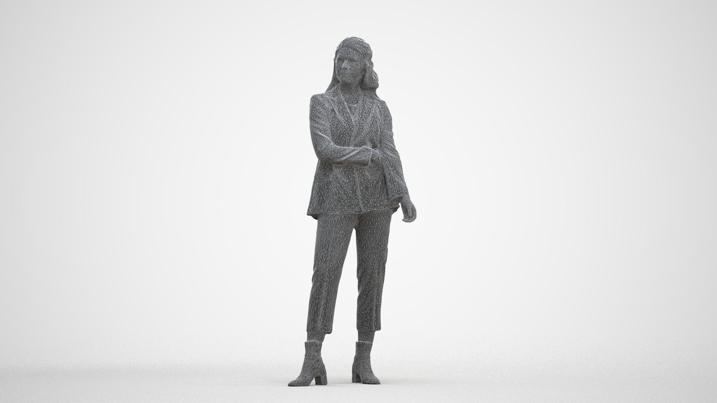 photogrammetry 3D woman business, realistic human model archviz FBX, three-quarter front view render