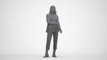 photogrammetry 3D woman business, realistic human model archviz FBX, three-quarter front view render