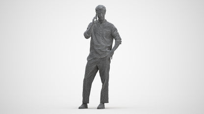 realistic 3D human man casual standing, archviz people FBX OBJ for Blender, three-quarter front view render