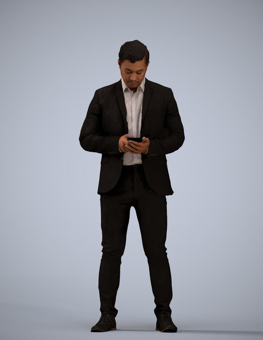 realistic 3D man business, scanned archviz people for Blender and 3ds Max