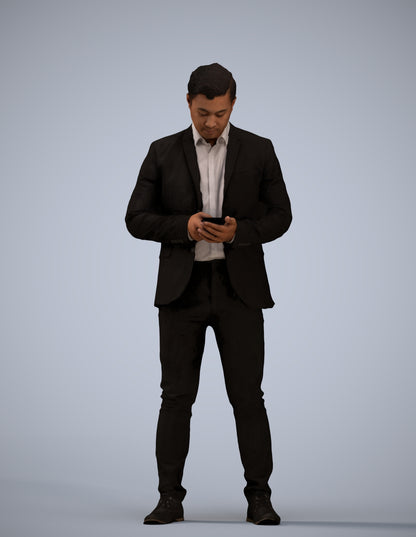 realistic 3D man business, scanned archviz people for Blender and 3ds Max