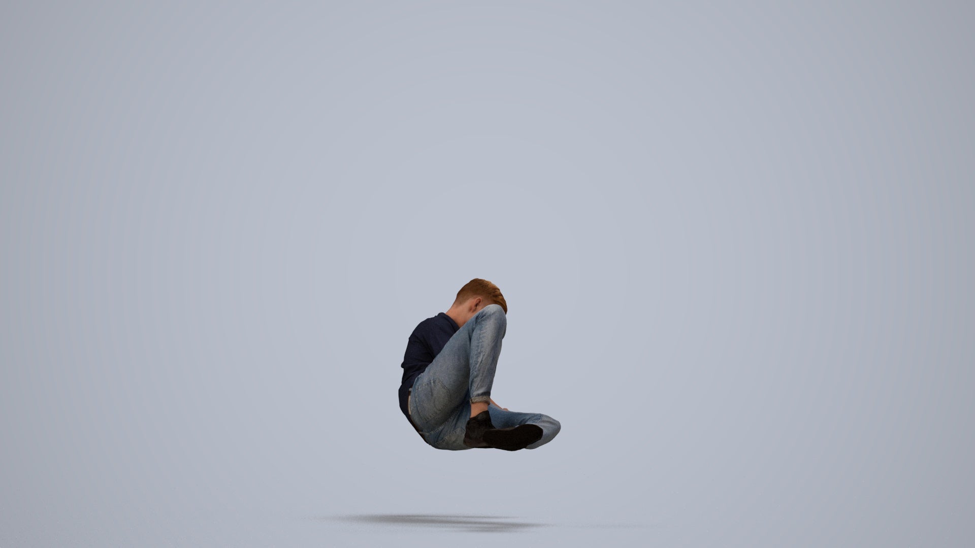 photogrammetry 3D man casual sitting, realistic human model archviz FBX, side view render