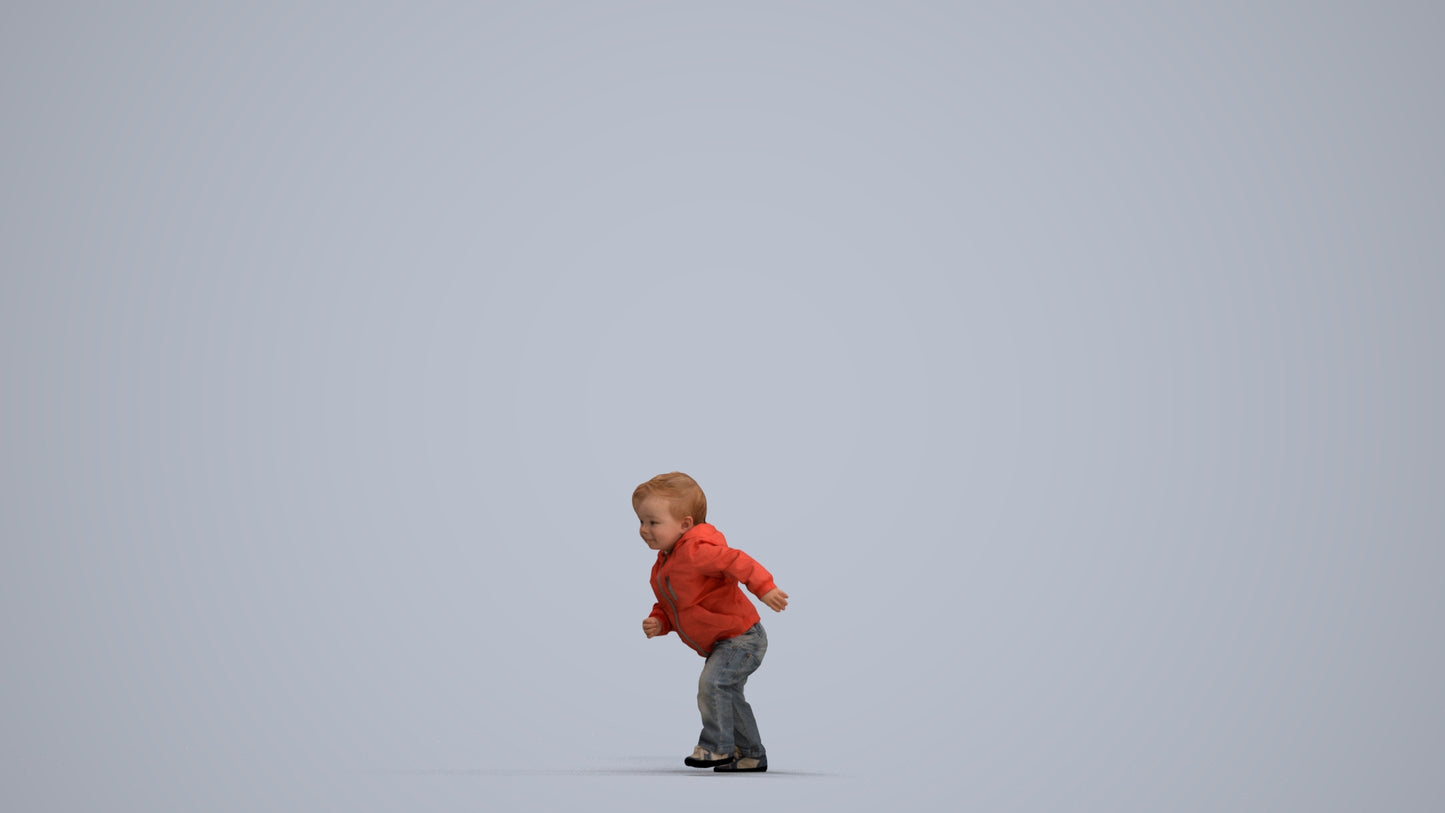 realistic 3D human boy casual kids, archviz people FBX OBJ for Blender, standing pose render