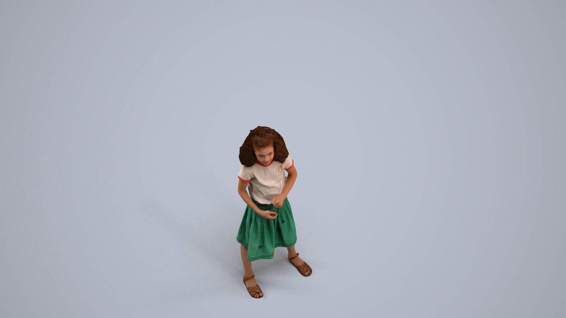 realistic 3D girl casual kids, scanned archviz people for Blender and 3ds Max, back view render