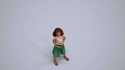realistic 3D girl casual kids, scanned archviz people for Blender and 3ds Max, back view render