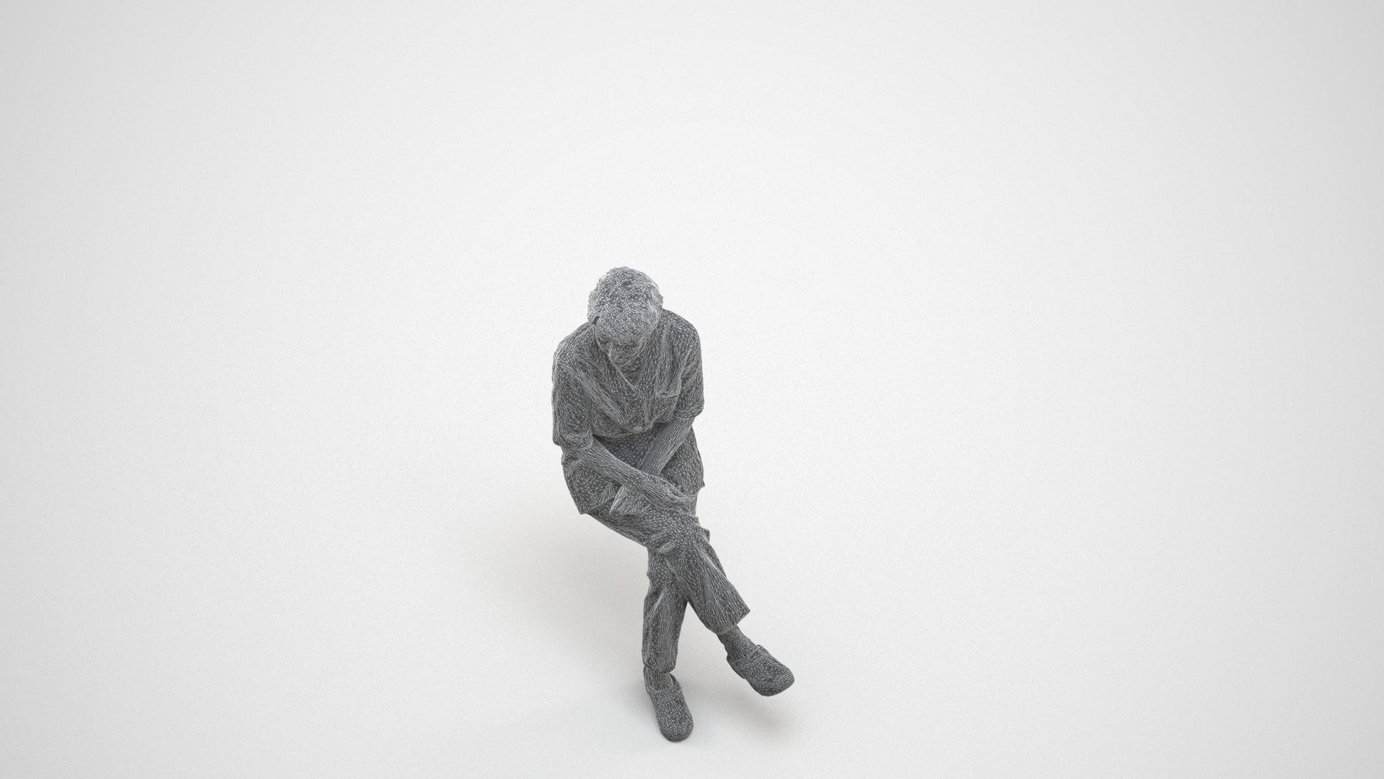realistic 3D people senior woman medical, render-ready for V-Ray and Corona, FBX OBJ, wireframe three-quarter view