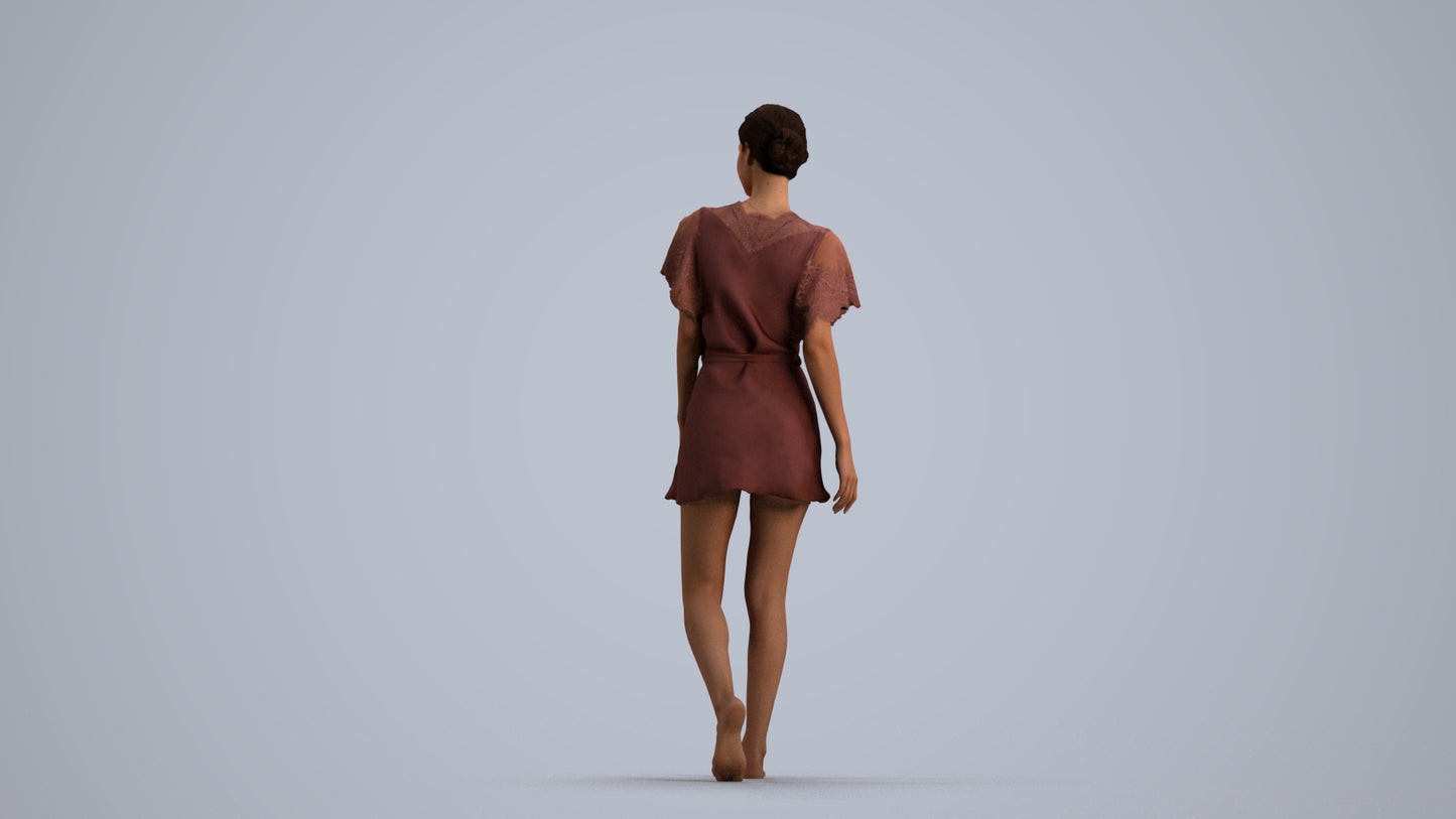 realistic 3D human woman bathroom, archviz people FBX OBJ for Blender, front view render