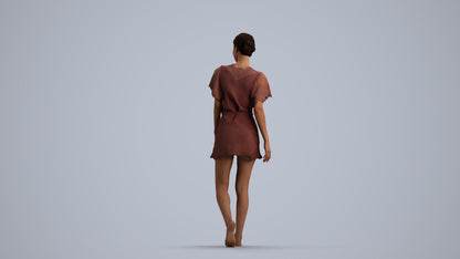 realistic 3D human woman bathroom, archviz people FBX OBJ for Blender, front view render