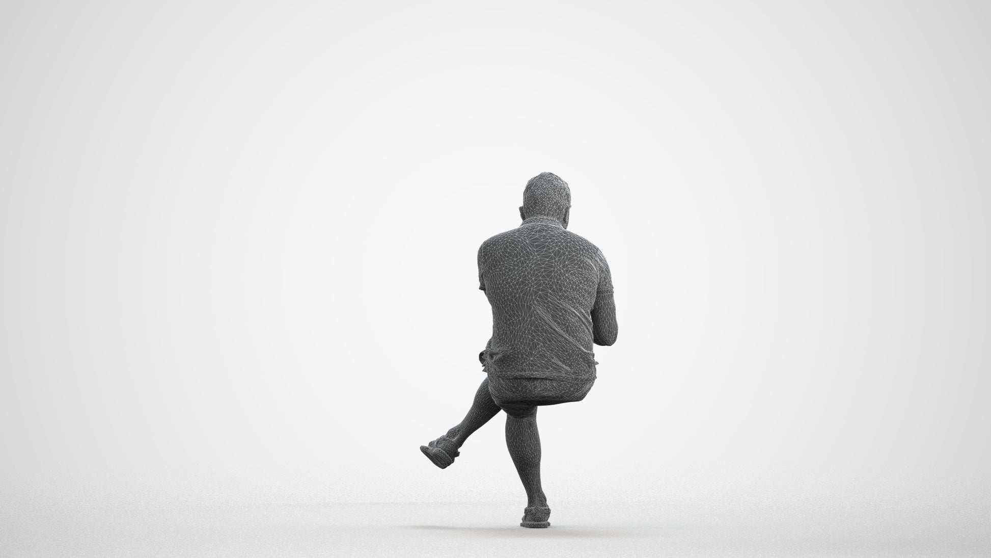3D people model man casual sitting, scanned human for 3ds Max rendering, wireframe front view
