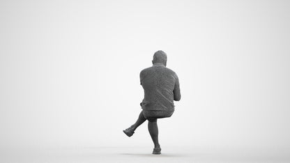 3D people model man casual sitting, scanned human for 3ds Max rendering, wireframe front view