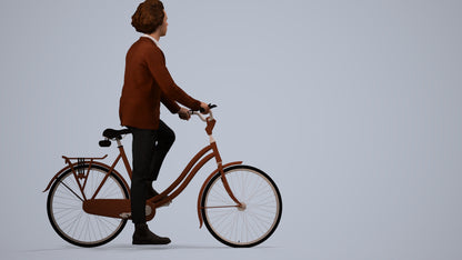 scanned 3D man business cycling, photogrammetry people for Enscape and V-Ray, side view render