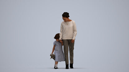 realistic 3D girl casual kids, scanned archviz people for Blender and 3ds Max, standing pose render