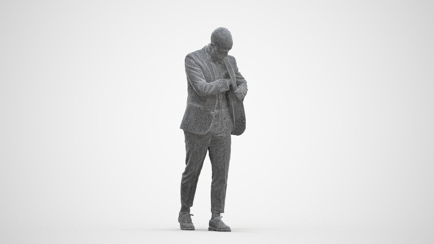 realistic 3D human man business walking, archviz people FBX OBJ for Blender, three-quarter front view render