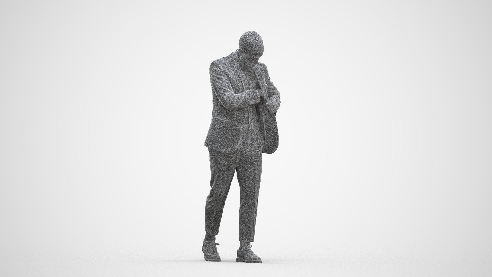 realistic 3D human man business walking, archviz people FBX OBJ for Blender, three-quarter front view render
