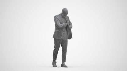 realistic 3D human man business walking, archviz people FBX OBJ for Blender, three-quarter front view render