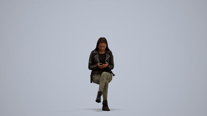 realistic 3D people woman casual sitting, render-ready for V-Ray and Corona, FBX OBJ, standing pose render