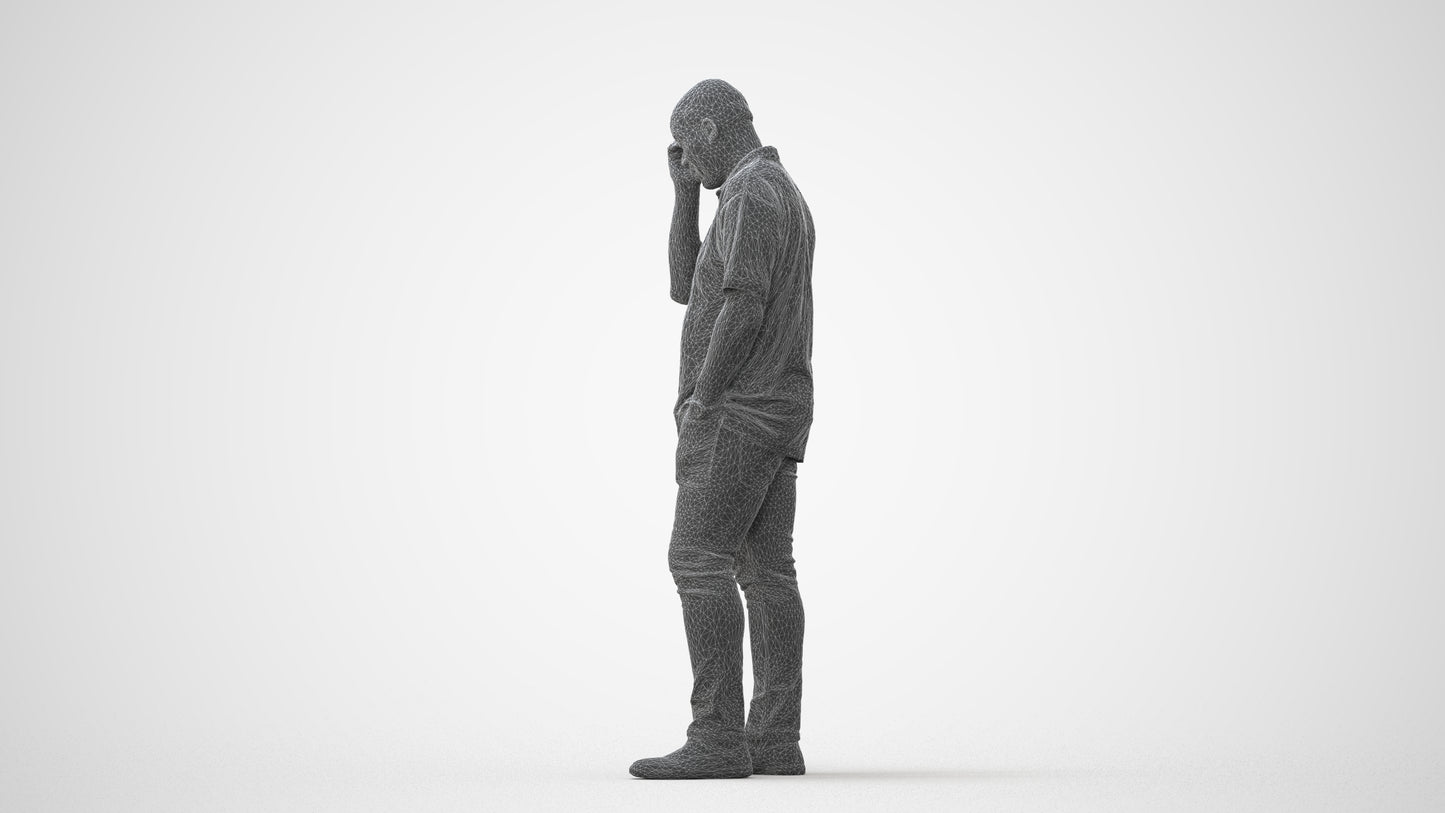 scanned 3D man casual standing, photogrammetry people for Enscape and V-Ray, square thumbnail
