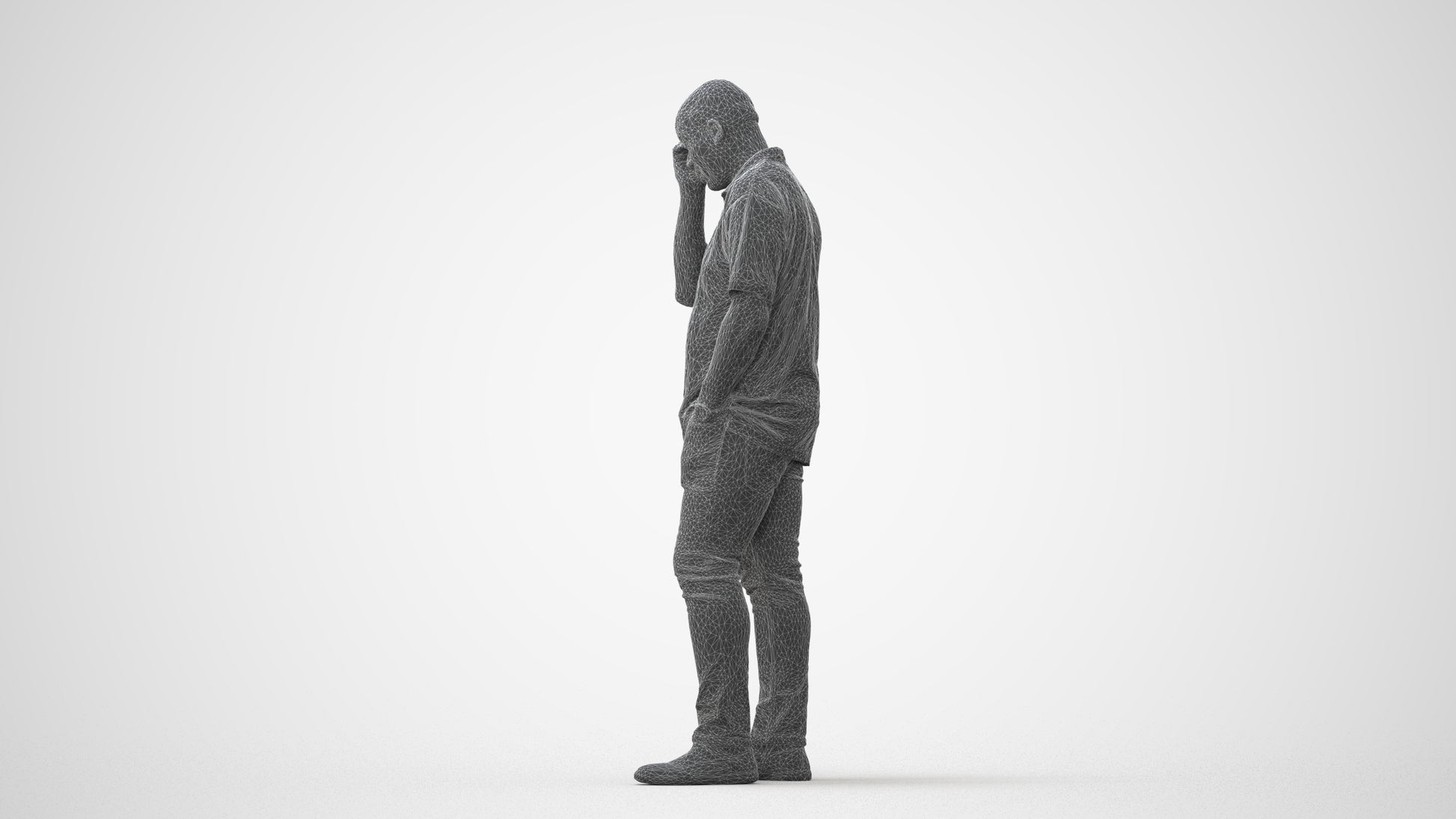 scanned 3D man casual standing, photogrammetry people for Enscape and V-Ray, square thumbnail
