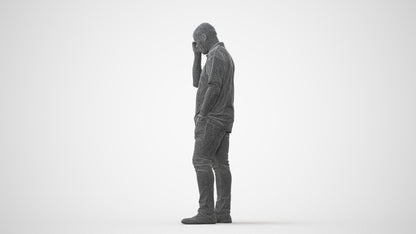 scanned 3D man casual standing, photogrammetry people for Enscape and V-Ray, square thumbnail