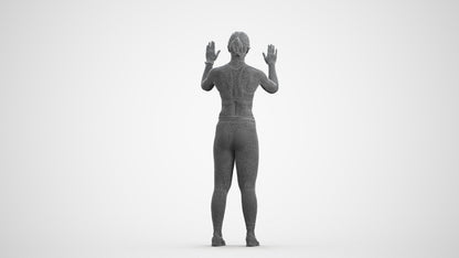 3D scanned woman sport, photorealistic archviz people for Enscape and SketchUp, wireframe front view