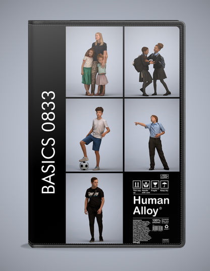 3D human models kids bundle, 5 photogrammetry scanned people for archviz