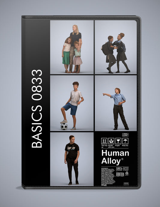 3D human models kids bundle, 5 photogrammetry scanned people for archviz