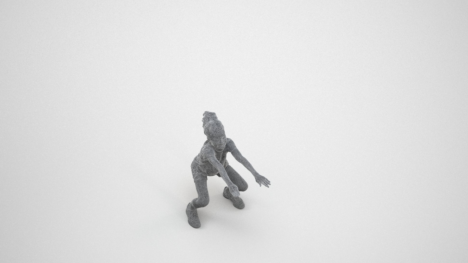 realistic 3D people girl casual kids, render-ready for V-Ray and Corona, FBX OBJ, wireframe three-quarter view