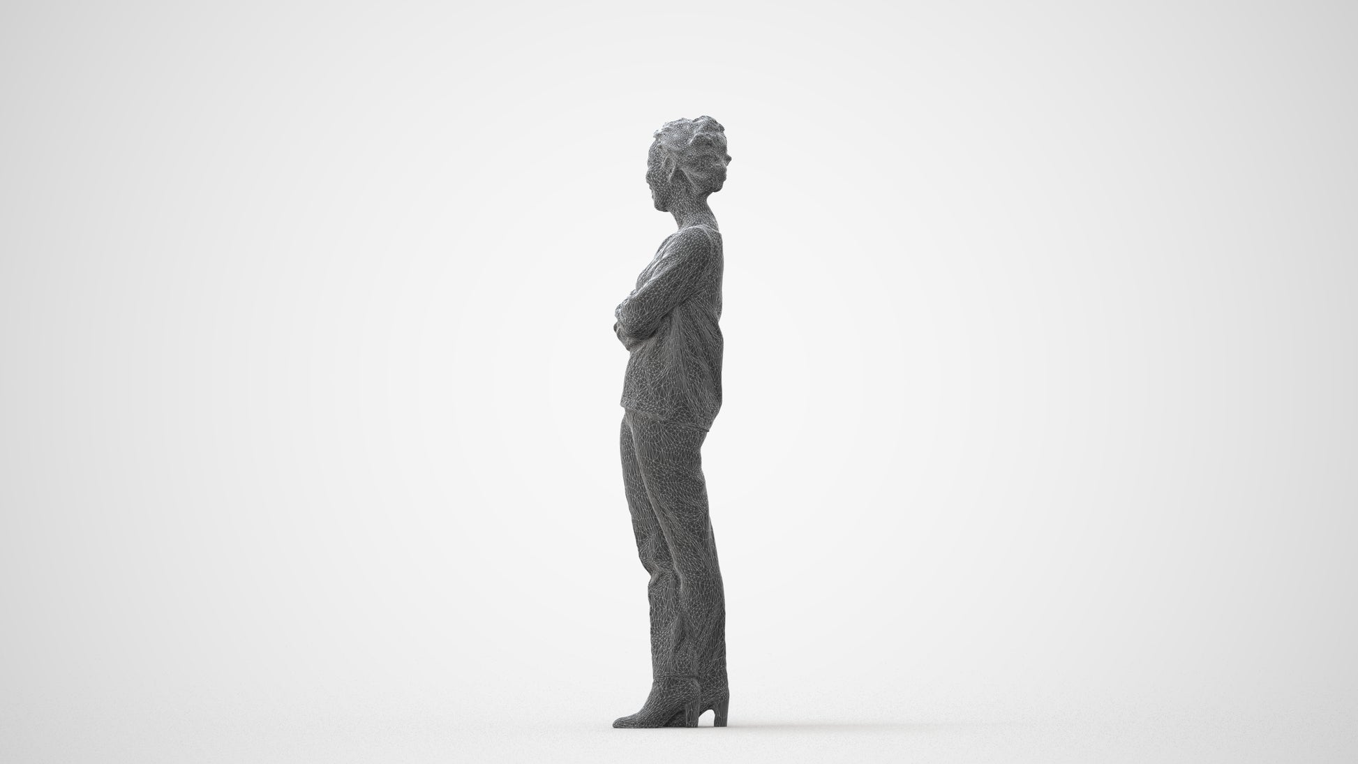 3D people model woman casual standing, scanned human for 3ds Max rendering, square thumbnail