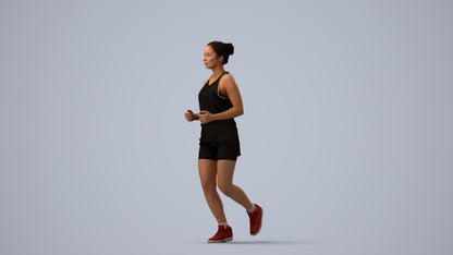 realistic 3D woman sport, scanned archviz people for Blender and 3ds Max, three-quarter view render