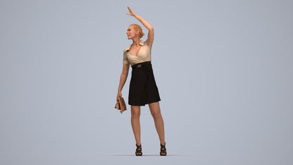 3D scanned woman standing business, photorealistic archviz people for Enscape and SketchUp, top-down view render