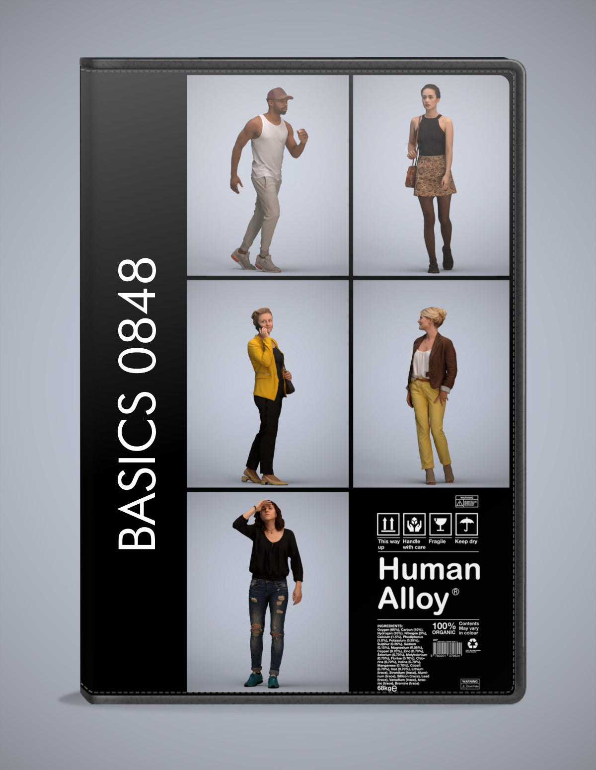realistic 3D people walking set, 5 render-ready models for V-Ray and Corona