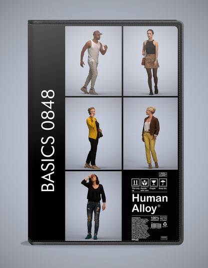 realistic 3D people walking set, 5 render-ready models for V-Ray and Corona