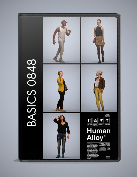 realistic 3D people walking set, 5 render-ready models for V-Ray and Corona
