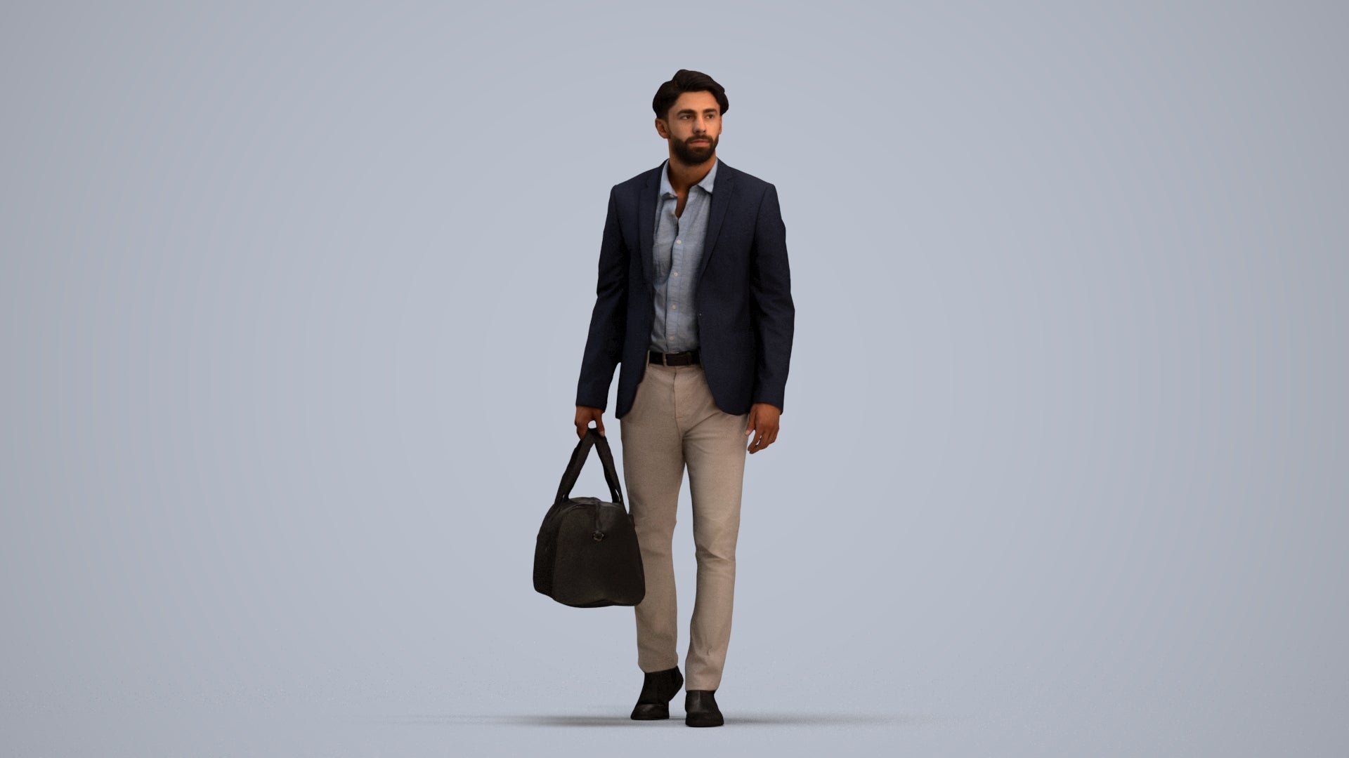 3D people model man business, scanned human for 3ds Max rendering, standing pose render