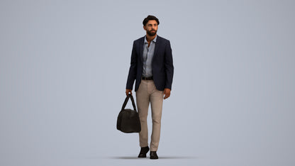 3D people model man business, scanned human for 3ds Max rendering, standing pose render