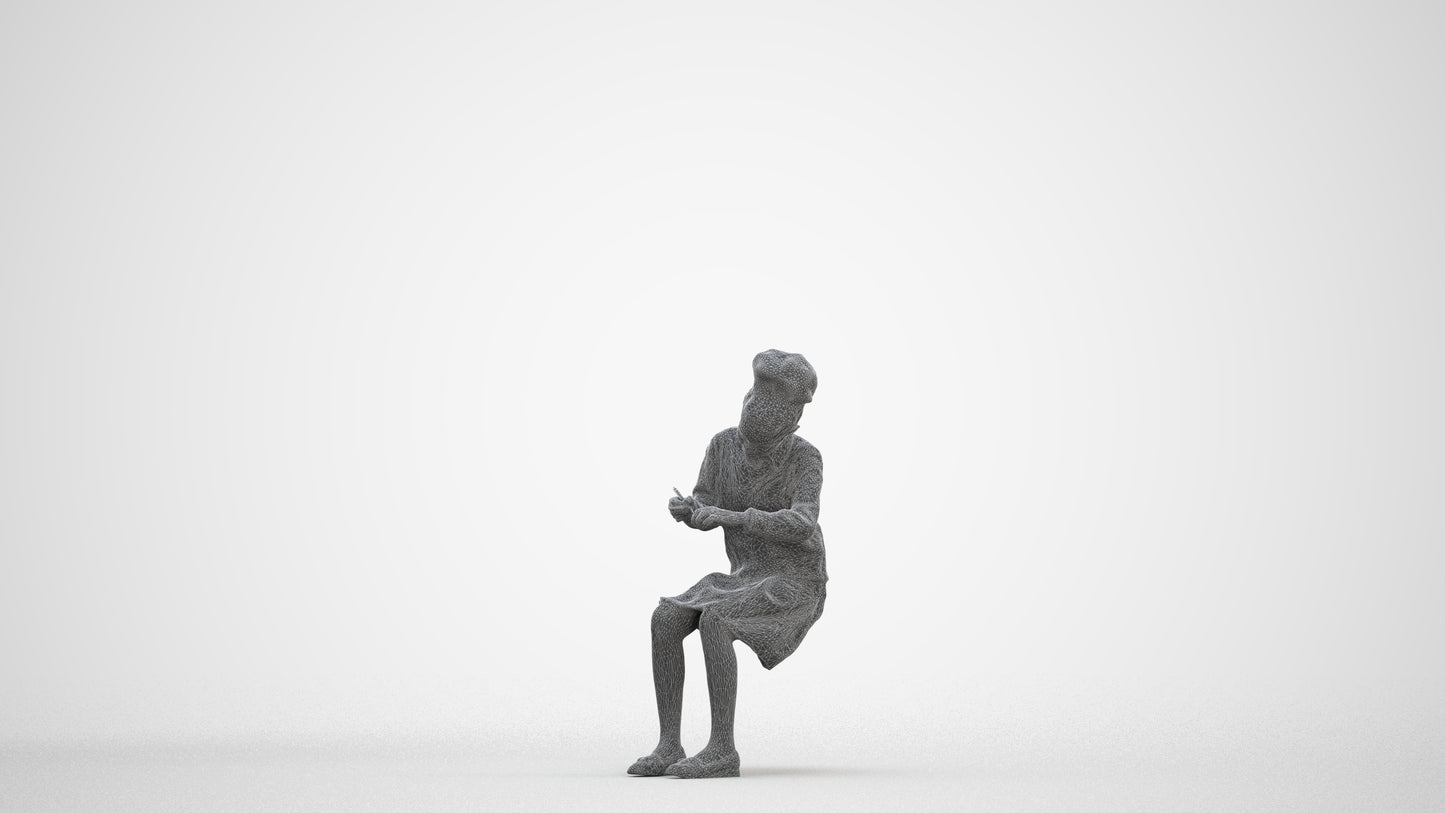 3D human model woman kids, photogrammetry scanned person for archviz, three-quarter front view render