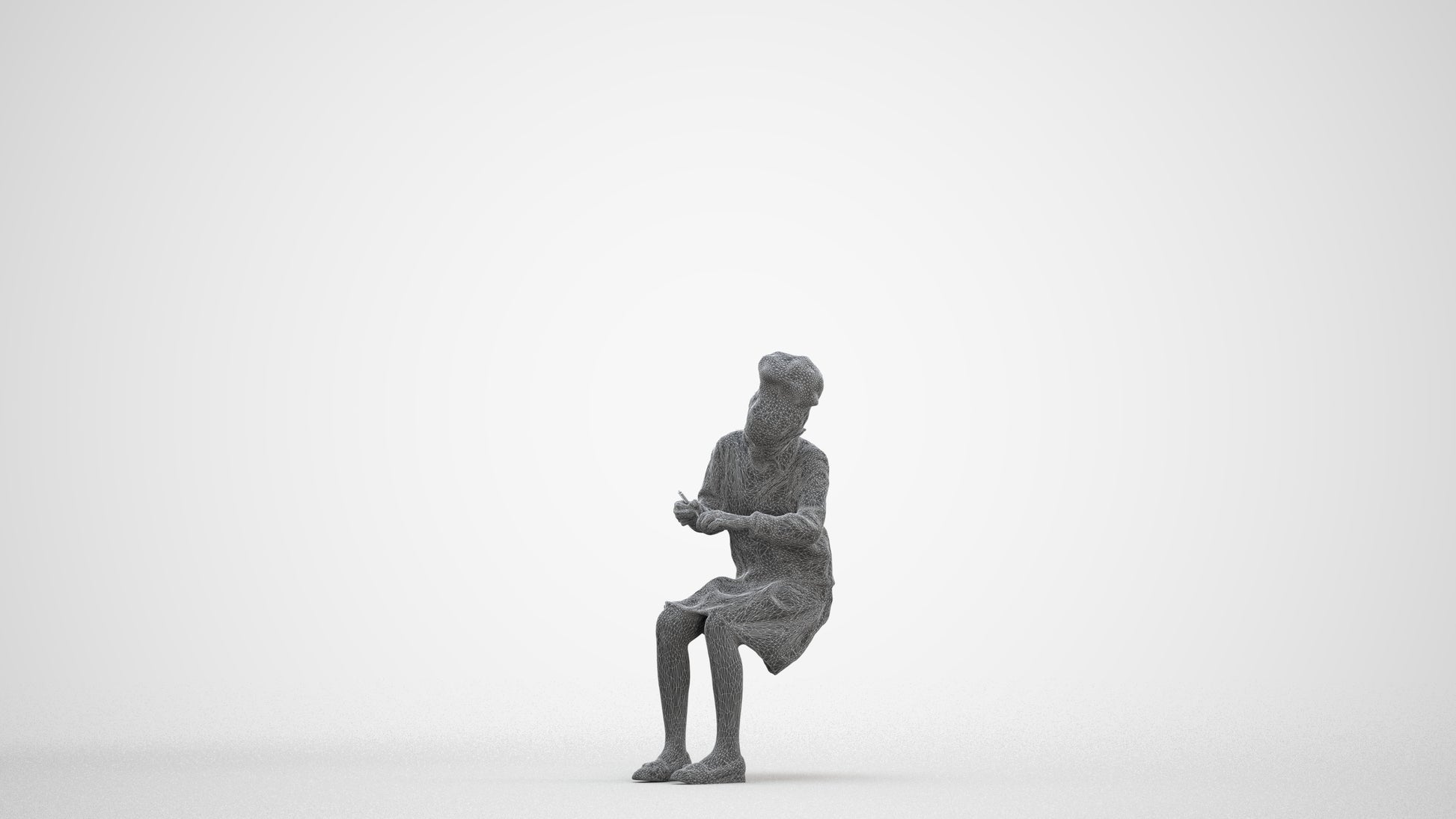 3D human model woman kids, photogrammetry scanned person for archviz, three-quarter front view render
