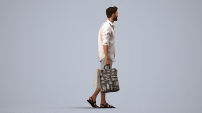 realistic 3D people man casual shopping, render-ready for V-Ray and Corona, FBX OBJ, side view render