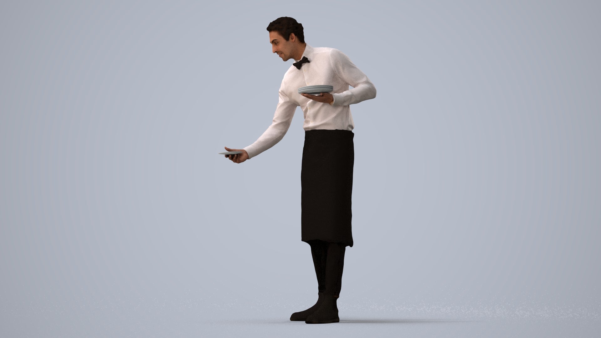realistic 3D man hospitality, scanned archviz people for Blender and 3ds Max, three-quarter view render