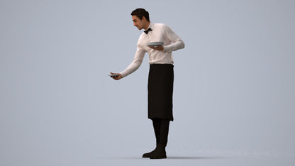 realistic 3D man hospitality, scanned archviz people for Blender and 3ds Max, three-quarter view render