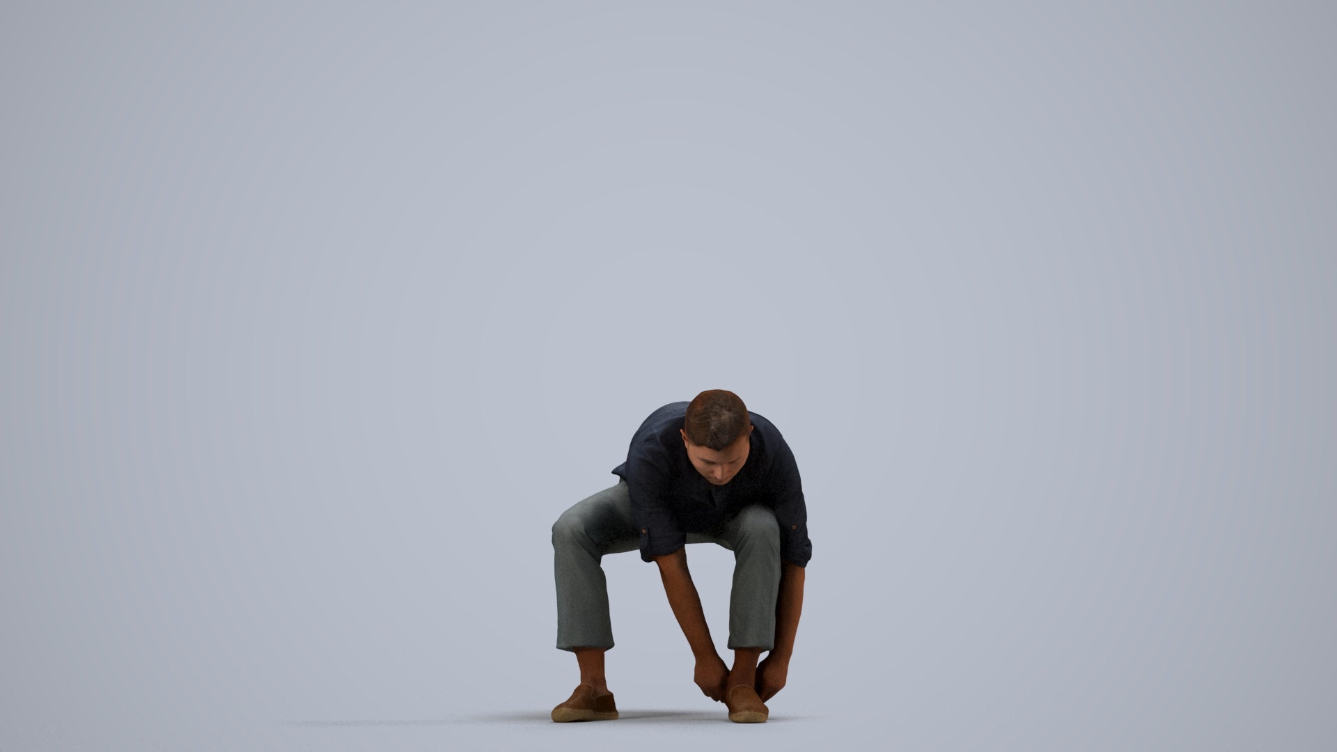 3D scanned man sitting casual, photorealistic archviz people for Enscape and SketchUp, side view render