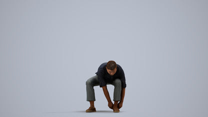 3D scanned man sitting casual, photorealistic archviz people for Enscape and SketchUp, side view render